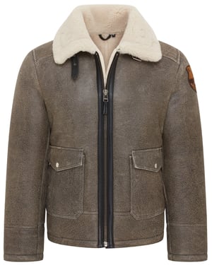 Graue Bomber-Fliegerjacke aus Lammfell für Herren B3 - Akutan