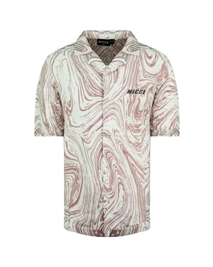 NICCE Kurzarm bedrucktes Asche Herren rosa weißes Hemd 211 1 07 02 0338