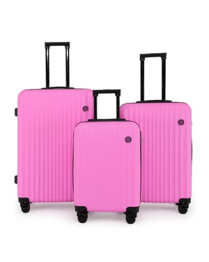 Hartschalen-Kofferset ABS Pink 8 Rollen Reisekoffer Urlaubstaschen