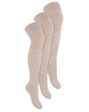 3 Paar Overknee-Wollsocken für Damen | Steven | Damen Extra lange Wollsocken Beige
