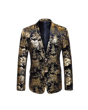 Stilvolles goldenes Blazerkleid mit Blumenmuster