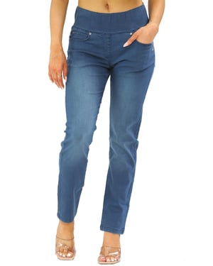 Bauchfreie Jeans mit elastischer Taille für Damen in Blau