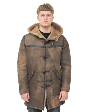 Herren-Dufflecoat aus antikem Schaffell-Arona
