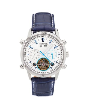Heritor Automatik Wilhelm Semi-Skelett Lederarmbanduhr mit Tag/Datum