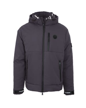Plein Sport gepolsterte Jacke mit großem Markenlogo in Grau