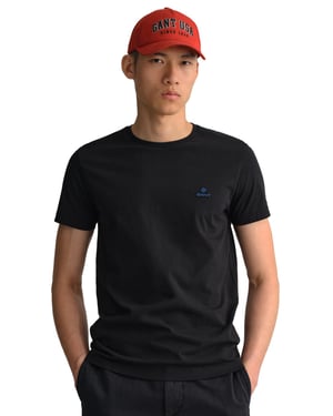 Gant | Mens Rundhals T-Shirt Kontrast Logo - schwarz
