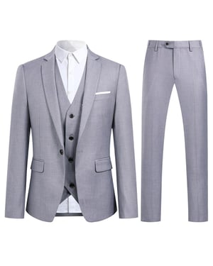 3-teiliger Slim Fit Ein-Knopf-Modeanzug in Grau