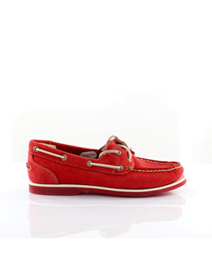 Timberland Classis Boat 2 Auge rote Leder Schnüre -up -Frauenschuhe 8866r