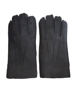 Schwarze Luxus-Handschuhe aus Wildleder und Schaffell für Herren
