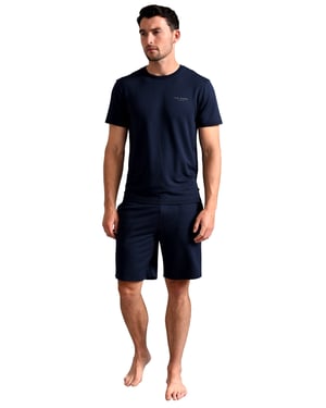 Ted Baker Pyjama Shorts | Mens Casual Lounge Wear Pyjama Bottoms mit Taschen - Navy