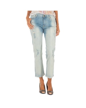 Lange Denim-Hose mit geradem Saum 10DBF0231 Frau