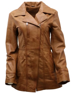 Damen-Bikerjacke aus Leder in Md-Länge – Okehampton
