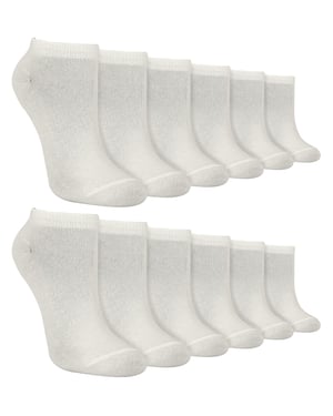 12 Paar Kinder Trainer Socken | Anti Blister Knöchel weiß Bambus Socken für Jungen - weiß