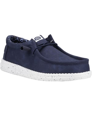 HEYDUDE Wally Canvas 100% Baumwolle Herren Marine Bootsschuhe