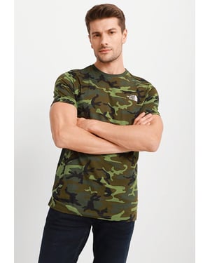 The North Face Mens T Shirt SS einfache Kuppel Tee Camo drucken