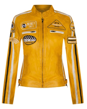 Damen-Lederjacke mit Biker-Rennabzeichen-Agadir