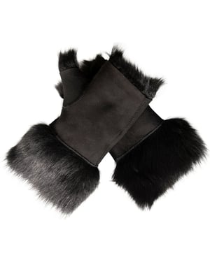 Damen-Fäustlinge aus Lammfell, fingerlose Manschetten, Toscana-Wildleder, Schaffellfell