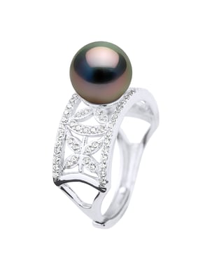 Ringschmuck - Echte Tahiti-Zuchtperle, rund 9-10 mm