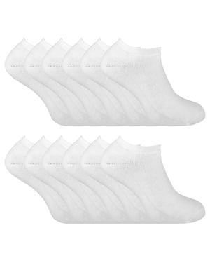 Mens Thermal Low Cut Trainer Socken | 12 Paar Multipack | Winter Unsichtbare Socken für Männer - Weiß