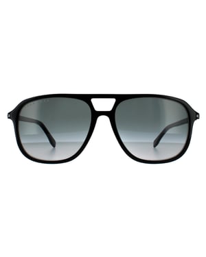 Hugo Boss Aviator Mens glänzend schwarz grau Gradient Sonnenbrille