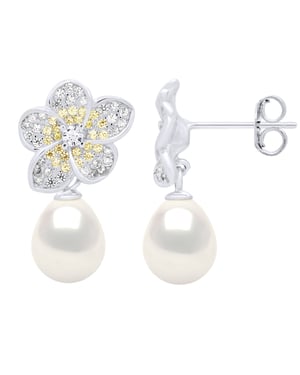 Ohrringe - Schmuck Silber - Echte Süßwasser-Zuchtperlen Birne 9-10 mm