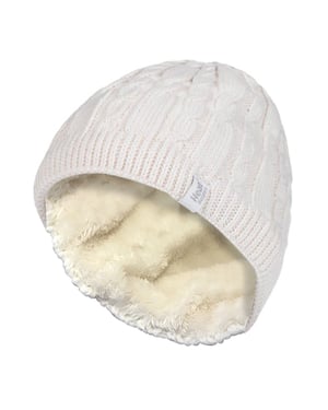 Damen gerippt Kabel stricken Fleece gefüttert Thermal gestrickt Beanie Hut