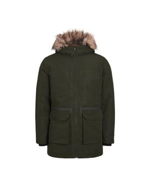 Mit dem Parka von Jack & Jones sind Sie für die Wintertage bestens gerüstet. Dieser Parka schützt Sie vor Wind und Wetter, denn er ist wasserabweisend und hat eine abnehmbare Kapuze mit Fellimitat. Er hält Sie angenehm warm, denn er ist aus einem schweren Stoff gefertigt und mit Kunstdaunen gefüttert. Er verleiht Ihnen einen modischen Look, denn er hat einen klassischen Langarm und Sturmmanschetten, die für einen guten Sitz sorgen. Er bietet Ihnen viel Stauraum, denn er hat Seitentaschen mit Reißverschluss, eine Innentasche und zwei weitere Taschen. Er sorgt für einen sicheren Verschluss, denn er hat einen durchgehenden Reißverschluss mit gerippten Bündchen. Er sorgt für einen hohen Tragekomfort, denn er ist aus hochwertigen Materialien gefertigt. Der Parka von Jack & Jones ist ein stylischer und funktionaler Parka, der zu jedem Outfit passt.