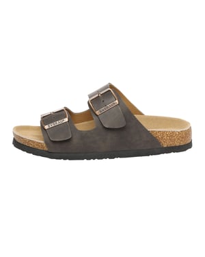 EVER AU Damen Mallard Leder Doppelschnallen-Sandalen - Braunes geöltes Leder