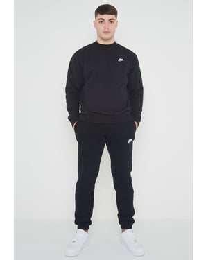 Nike Herren Club Fleece Full Trainingsanzug Set Schwarz