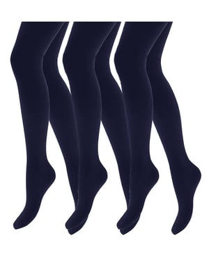 3 Paar Multipack Mädchen Thermostrumpfhosen für den Winter | Wärmehalter | Kinder Fleece isolierte undurchsichtige Strumpfhosen - Navy