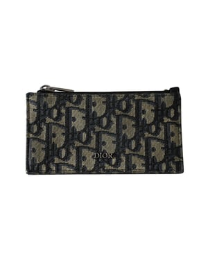 Dior Reißverschluss-Kartenhalter in Beige und Schwarz Jacquard