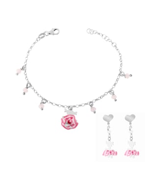 Orphelia „Cute“ 925 Sterling Silber Kinderset: Armband + Ohrringe – Silber SET-7133