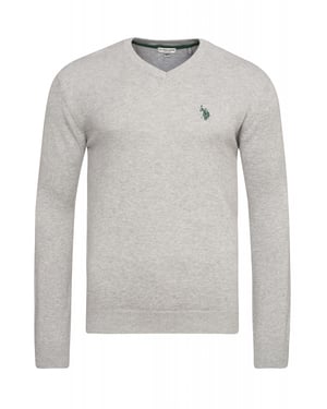 U.S. Polo Assn. V-Neck Pullover in Grau Melange