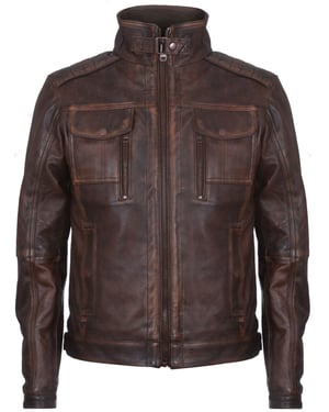 Biker-Motorradjacke aus Leder im Distressed-Look