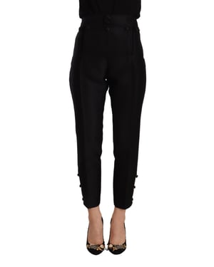 Dsquared2 Schwarze Wollhohe Taille Skinny Damenhose