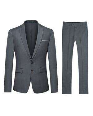 2-teiliger Slim Fit-Anzug für Herren mit zwei Knöpfen, grau