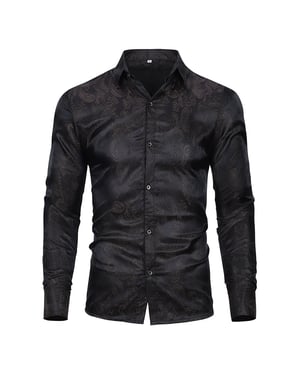 Slim Fit Hemd in Schwarz mit Paisley-Stickerei