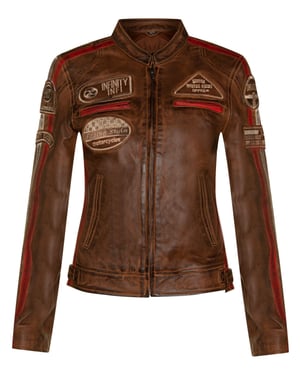 Damen-Lederjacke mit Biker-Rennabzeichen-Agadir