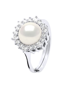 Ringschmuck - Echte Süßwasser-Zuchtperle, rund 8-9 mm
