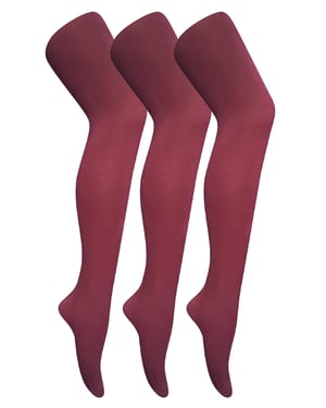 3 Paar Multipack Damen farbige undurchsichtige 80 Denier Strumpfhosen | Sock Snob | einfarbige Blockfarbe Strumpfhosen - Burgund