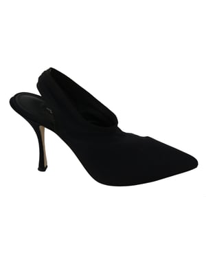 Dolce & Gabbana Schwarze Jersey Stretch Absatz-Slingback-Schuhe