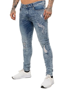 Enzo | Herren Skinny Stretch Ripped Jeans - Hellblau