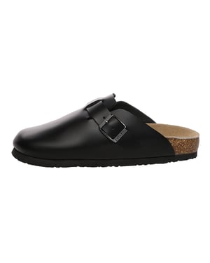 EVER AU Herren Hardhead Leder Komfort Clog Sandalen - Schwarzes Leder