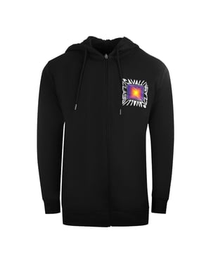 Cavalli Class Aysmmetric Box Design Schwarzer Kapuzenpullover mit Reissverschluss