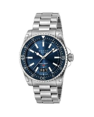 Gucci - Dive Armbanduhr mit Edelstahlarmband und blauem Zifferblatt für Herren