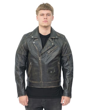 Herren-Bikerjacke aus Leder mit Kreuzreißverschluss – Gibraltar