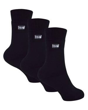 3 Paar Thermosocken für Kinder im Multipack | THMO | Gerippte, weiche Fleece-Flauschige Innensocken für Jungen und Mädchen, Schwarz
