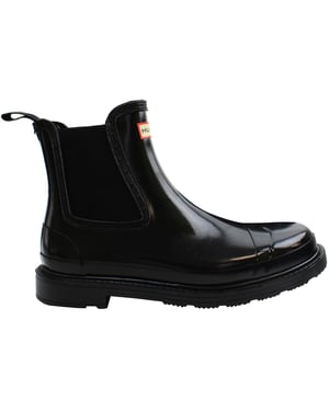 Hunter Commando Chelsea Gloss Damen Schwarze Stiefel