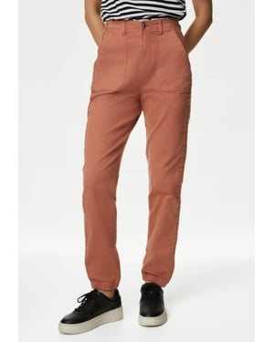 M&S Collection Damen Baumwollmischung Slim Fit Knöchel Grazer Jogger Ziegelrot