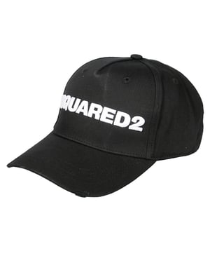 DSQUARED2 Weißes gesticktes Logo Schwarzes Cap